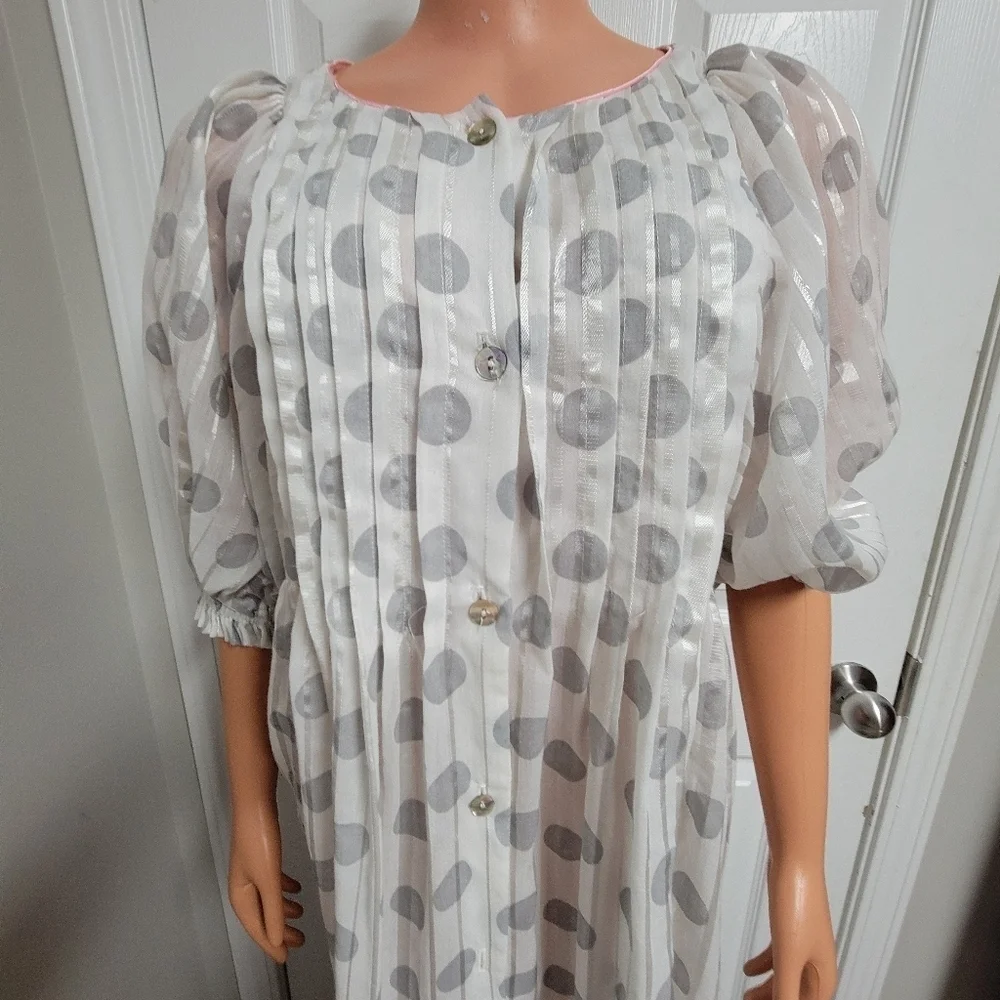 Vintage Christian Dior Lounge Wear Polka Dot Babydoll Dressing Gown.